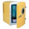 Portable Retro 6-can Mini Cooler, Built-in Bluetooth(R) Speaker, Yellow